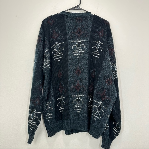Expressions Vintage Argyle Longline Cardigan Navy Grey Eclectic Grandpacore L - Picture 6 of 7